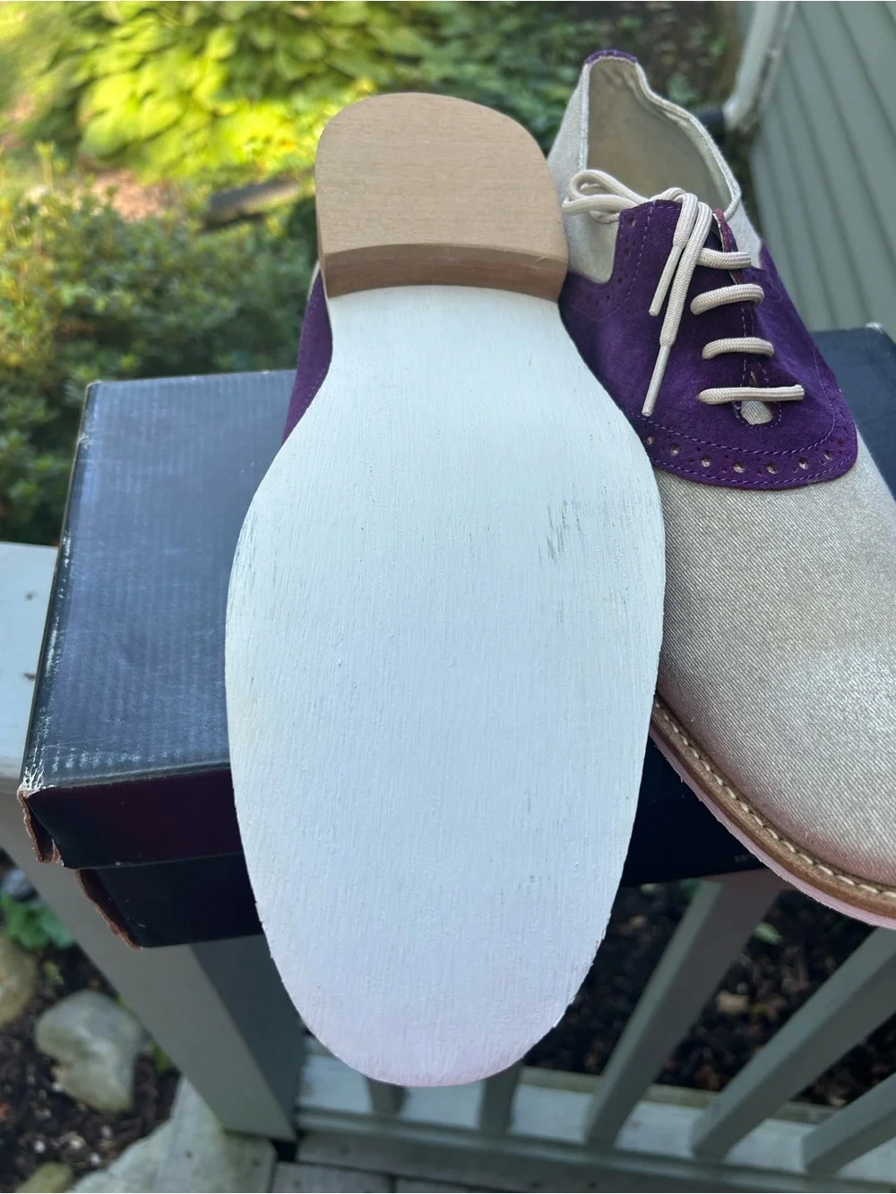 Giorgio Brutini Two-Tone Suede & Canvas Oxfords in Purple and Beige size 12
